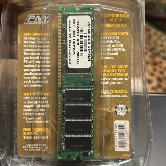 Optima Memory Desktop DDR 333.  256MB DDR  DIMM, N 32 WND STK 7064517 - Picture 4 of 5